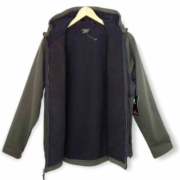 New Balance Hooded Softshell Jacket Size L Green Black Water Wind Resistant NWT - Picture 8 of 10